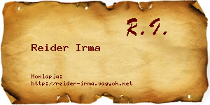 Reider Irma névjegykártya